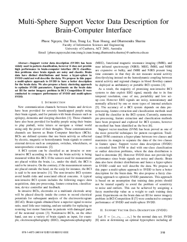 (PDF) Multi-sphere support vector data description for brain-computer ...