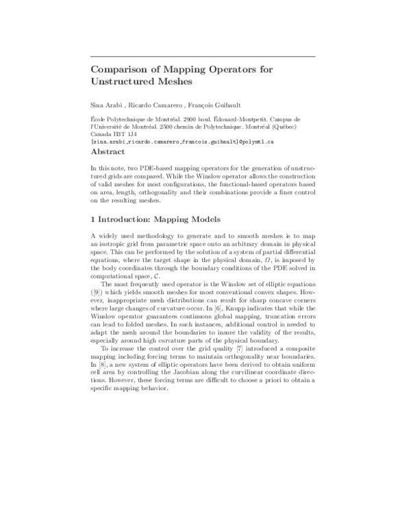 (PDF) Comparison of mapping operators for unstructured meshes
