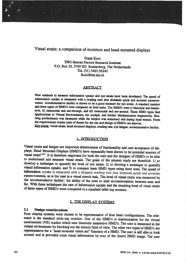 (PDF) Visual strain: a comparison of monitors and head-mounted displays