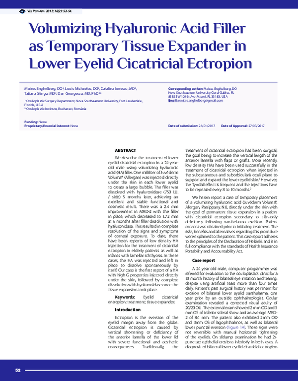 (PDF) Volumizing Hyaluronic Acid Filler as Temporary Tissue Expander in