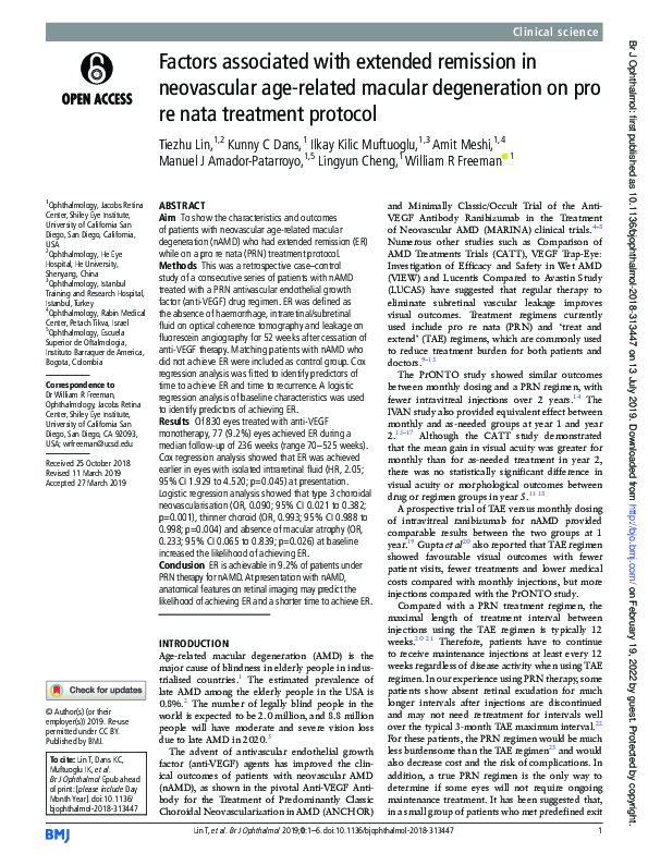 (PDF) Factors associated with extended remission in neovascular age ...