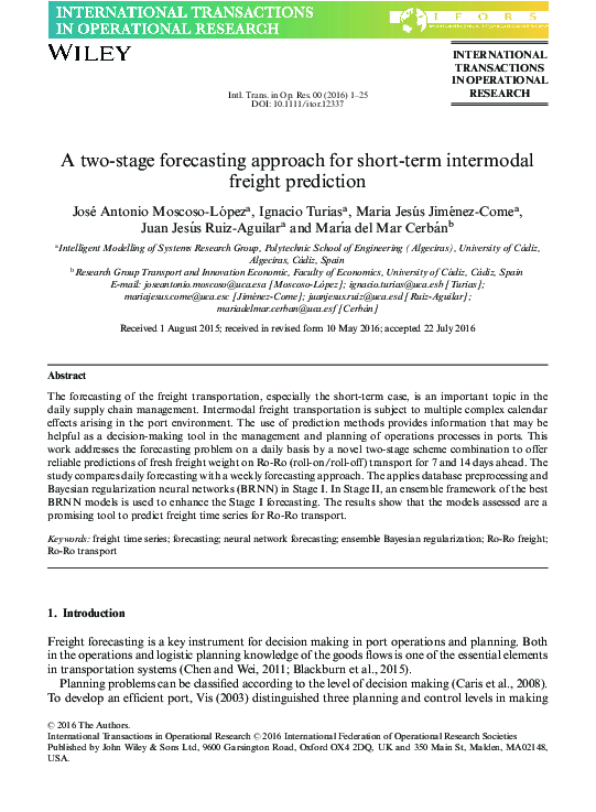 (PDF) A two-stage forecasting approach for short-term intermodal ...