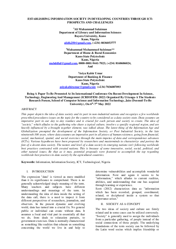 (PDF) Establishing Info Society In Developing Countries Through ICT ...
