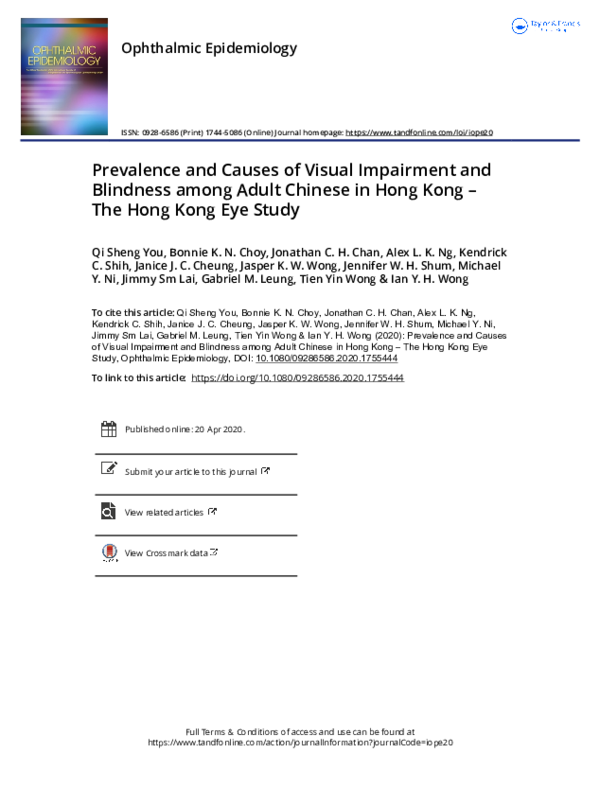 (PDF) Prevalence and causes of visual impairment and blindness in ...