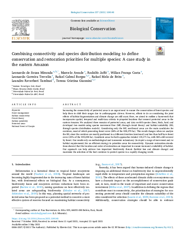 (PDF) Combining connectivity and species distribution modeling to ...