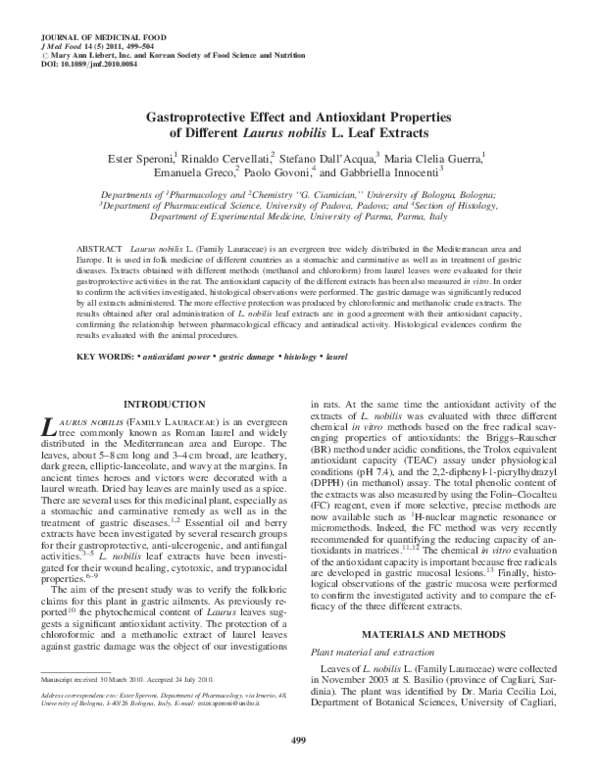 (PDF) Gastroprotective Effect and Antioxidant Properties of
