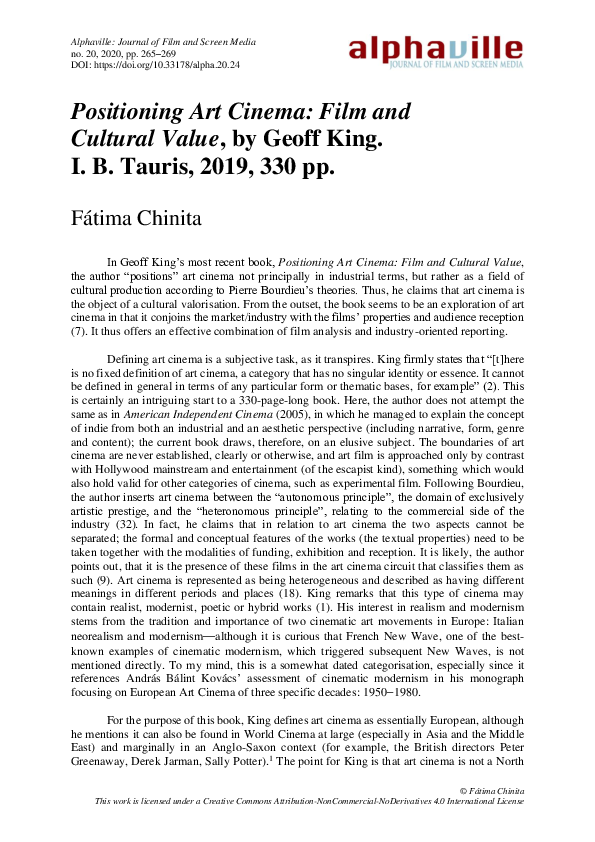 (PDF) Positioning Art Cinema Film and Cultural
