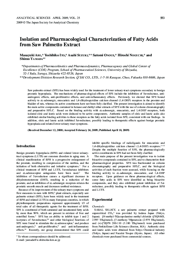 (PDF) Isolation and Pharmacological Characterization of Fatty Acids ...