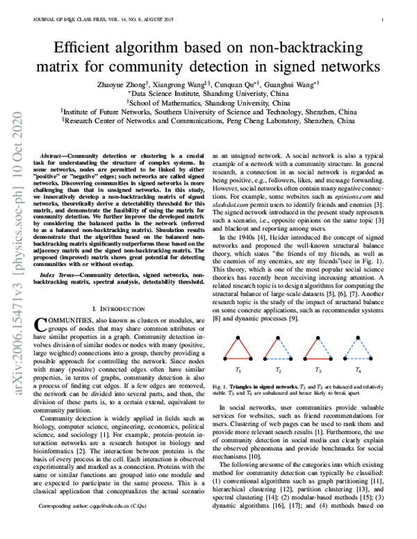 (PDF) Non-backtracking Operator for Community Detection in Signed Networks
