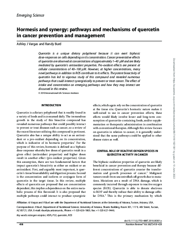 (PDF) Hormesis and synergy: pathways and mechanisms of quercetin in ...