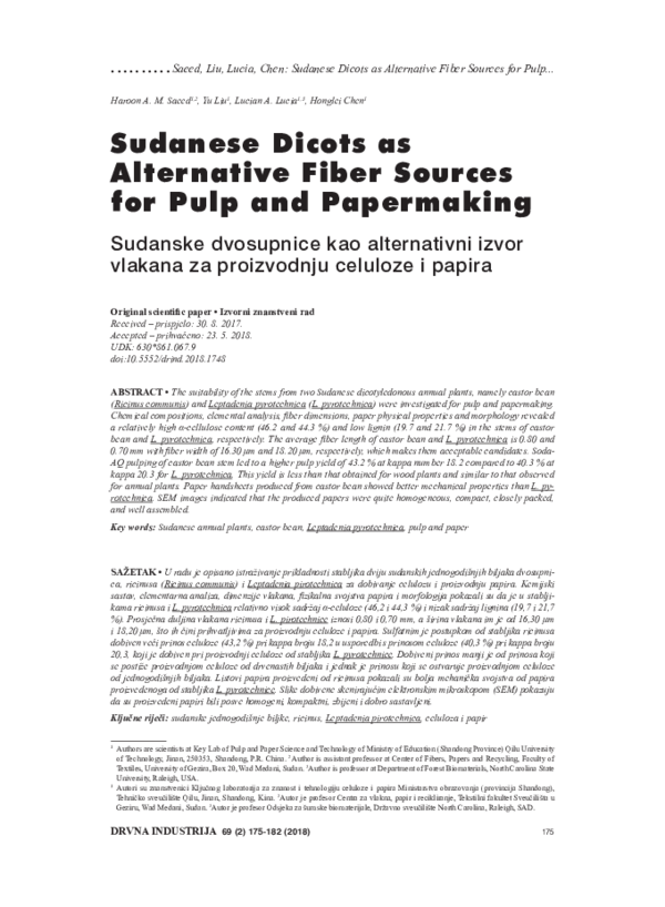 (PDF) Sudanese Dicots as Alternative Fiber Sources for Pulp and