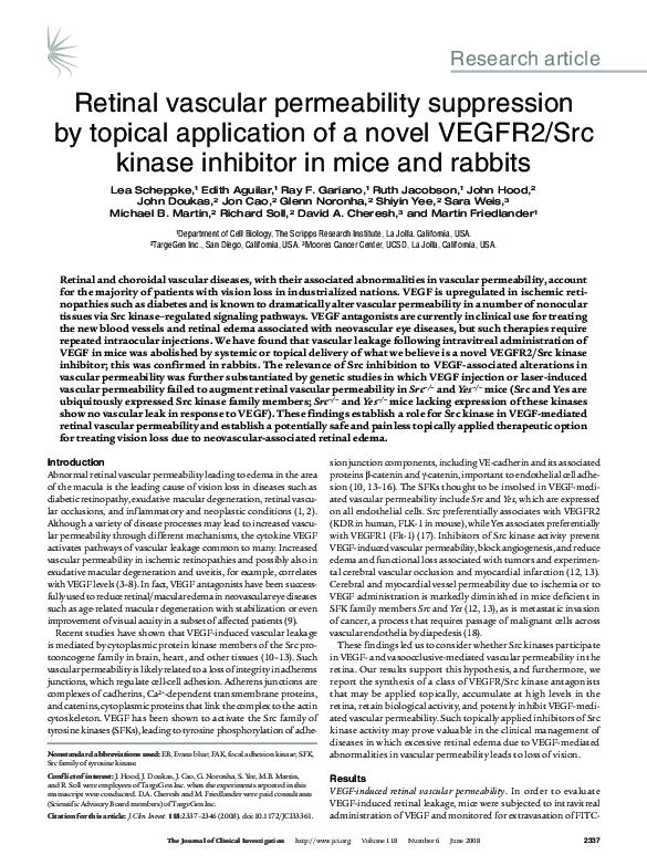 (PDF) Retinal vascular permeability suppression by topical application ...