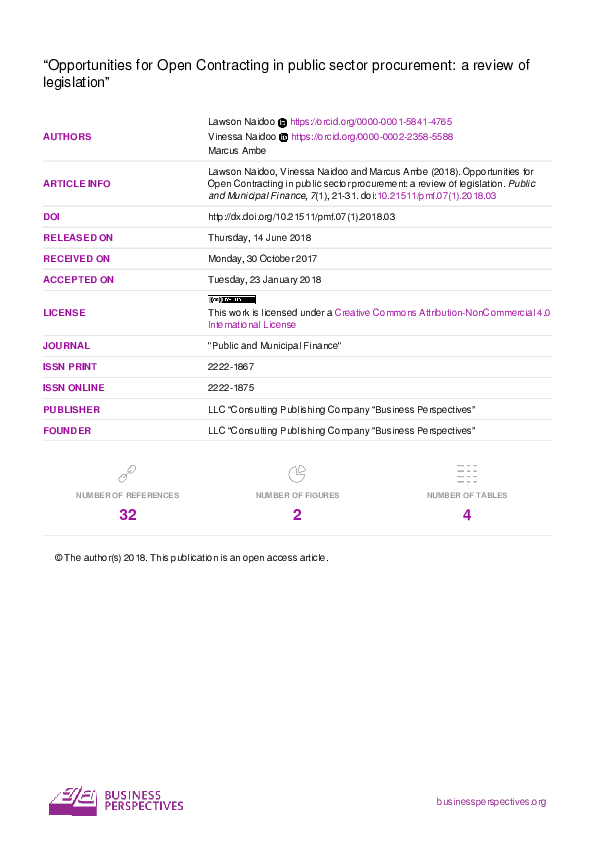 (PDF) Opportunities for Open Contracting in public sector procurement ...
