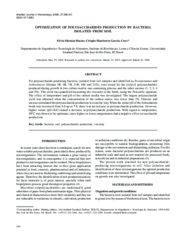 (PDF) Optimization of polysaccharides production by bacteria isolated ...