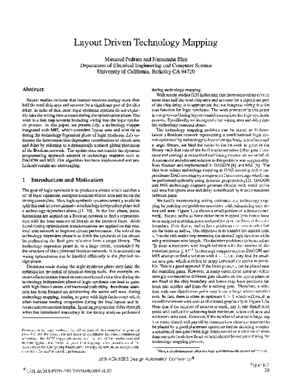 (PDF) Layout driven technology mapping