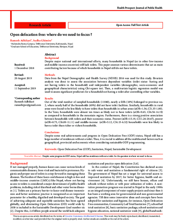 (PDF) Open defecation free: where do we need to focus