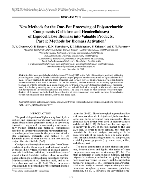(PDF) New methods for the one-pot processing of polysaccharide ...