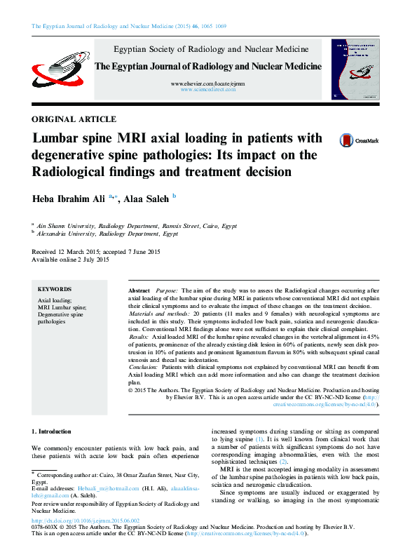 (PDF) Lumbar spine MRI axial loading in patients with degenerative ...