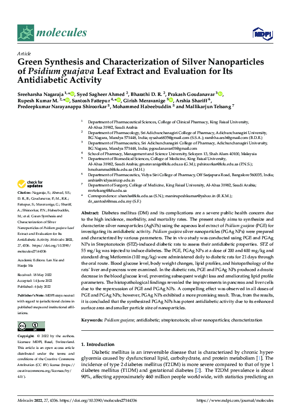 (PDF) Green Synthesis and Characterization of Silver Nanoparticles of ...