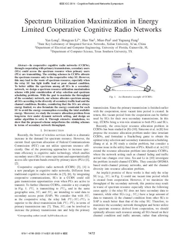 (PDF) Spectrum utilization maximization in energy limited cooperative ...