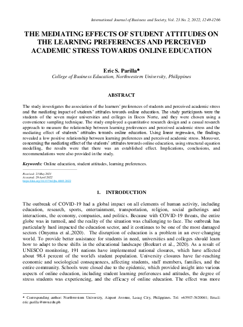 (PDF) The Mediating Effects of Student Attitudes on the Learning ...