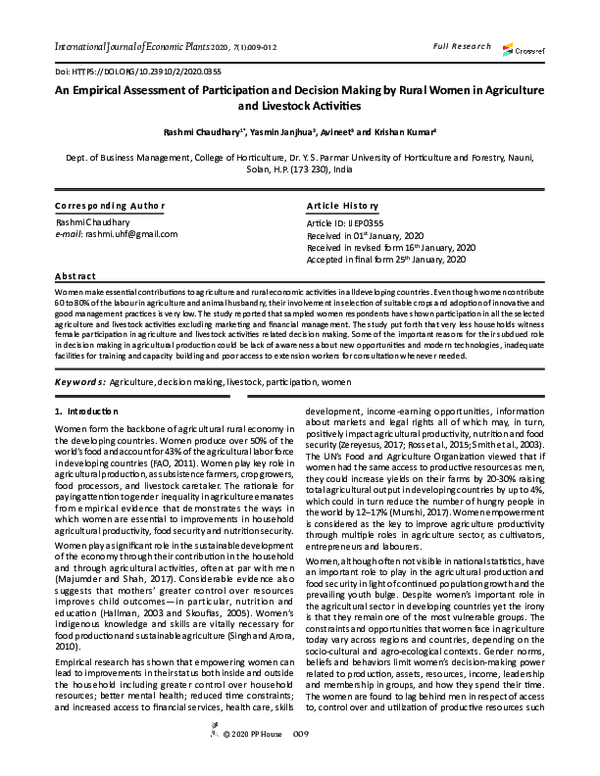 (PDF) An Empirical Assessment of Participation and Decision Making by ...