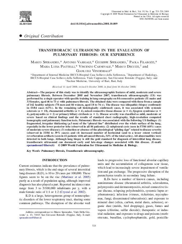 (PDF) Transthoracic Ultrasound in the Evaluation of Pulmonary Fibrosis ...