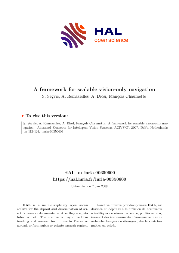 (PDF) A Framework for Scalable Vision-Only Navigation