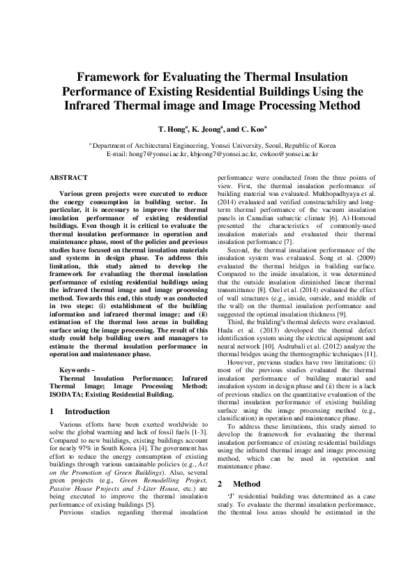 (PDF) Framework for Evaluating the Thermal Insulation Performance of ...
