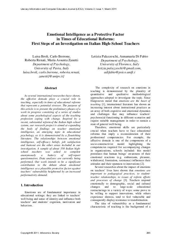 (PDF) Emotional Intelligence as a Protective Factor in Times of ...