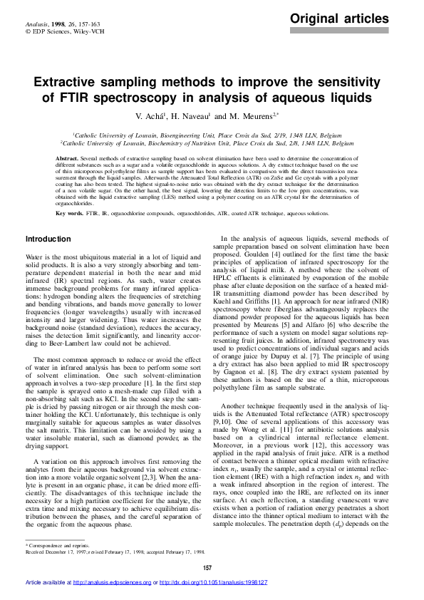 (PDF) Extractive sampling methods to improve the sensitivity of FTIR ...