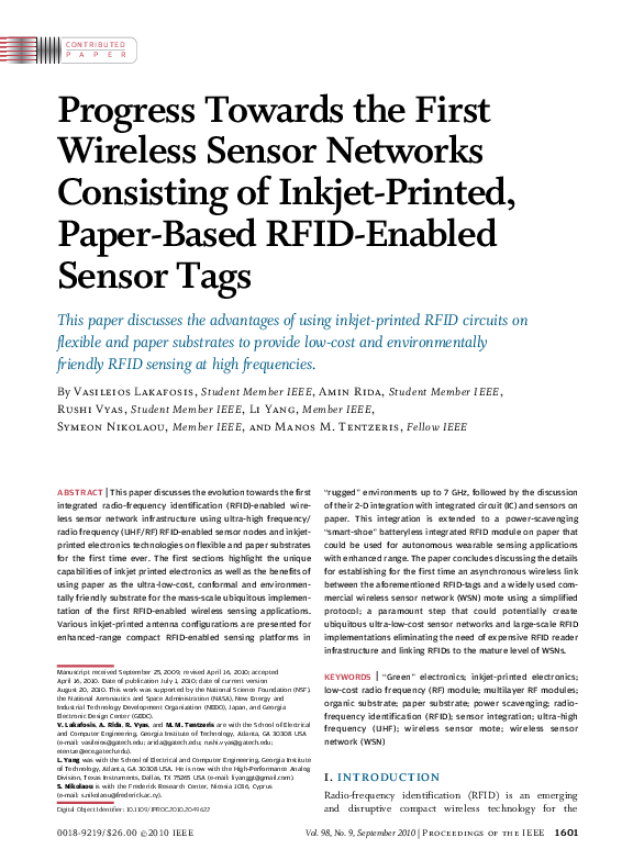 (PDF) Progress Towards the First Wireless Sensor Networks Consisting of ...