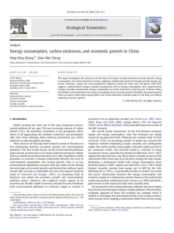(PDF) Energy consumption, carbon emissions, and economic growth in China