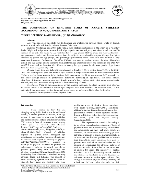 (PDF) The Comparison of Reaction Times of Karate Athletes According to ...