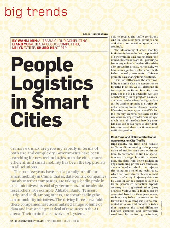 (PDF) People logistics in smart cities