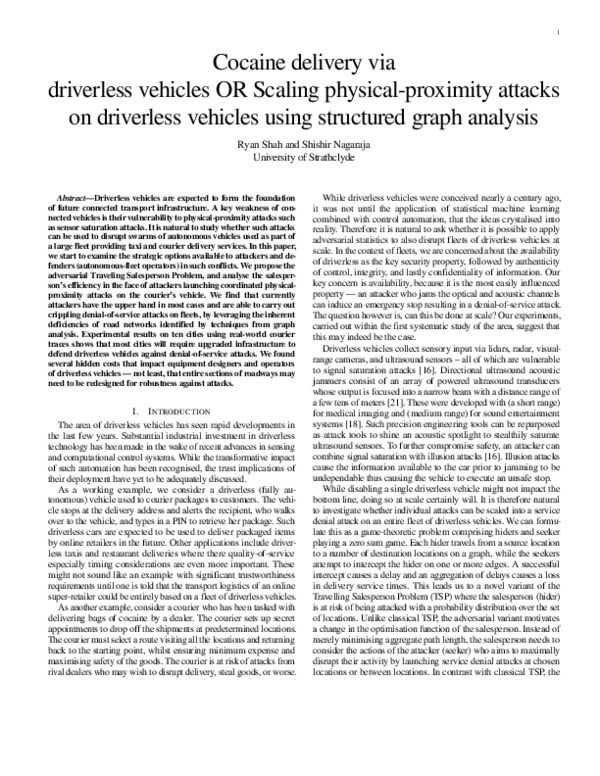 (PDF) Cocaine delivery via driverless vehicles OR Scaling physical ...
