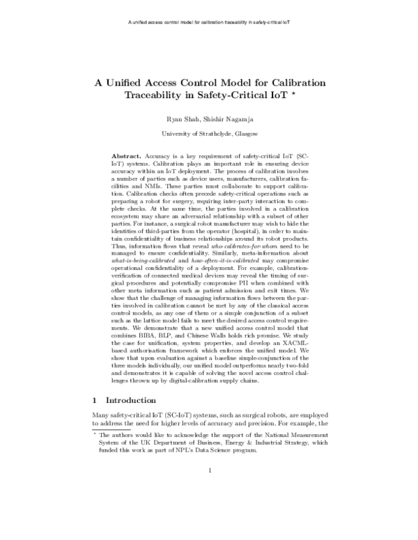 (PDF) A Unified Access Control Model for Calibration Traceability in ...