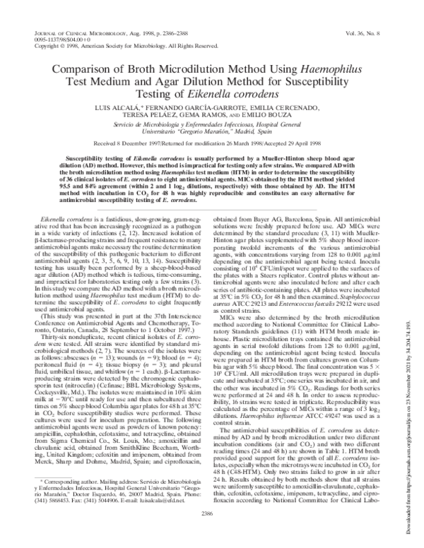 (PDF) Comparison of Broth Microdilution Method UsingHaemophilus Test ...