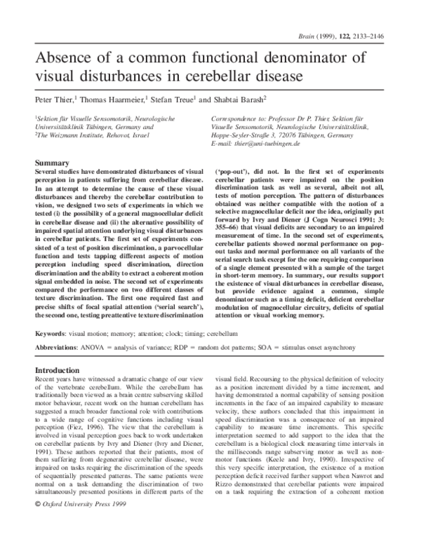 (PDF) Absence of a common functional denominator of visual disturbances ...