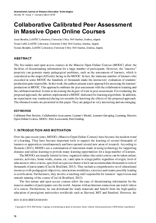 (PDF) Collaborative Calibrated Peer Assessment in Massive Open Online ...