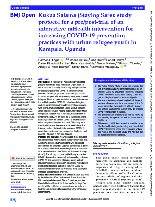 (PDF) Kukaa Salama (Staying Safe): study protocol for a pre/post-trial ...