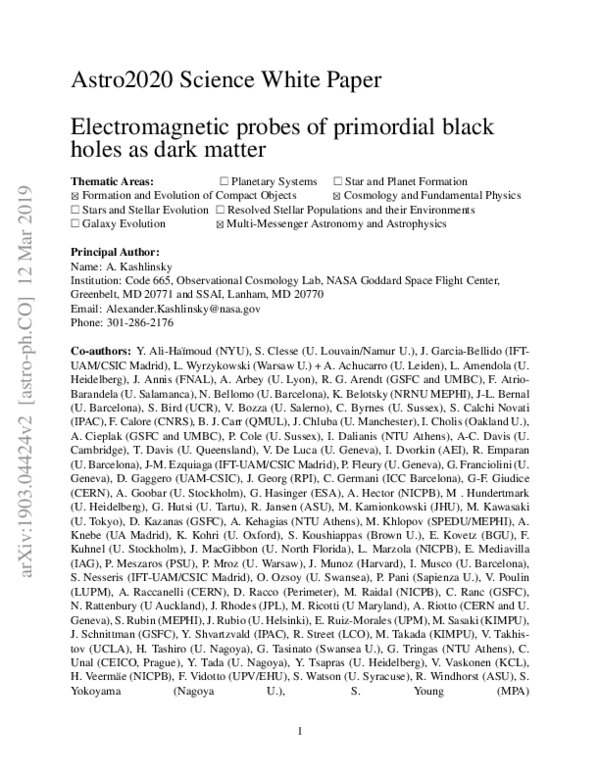 (PDF) Electromagnetic probes of primordial black holes as dark matter