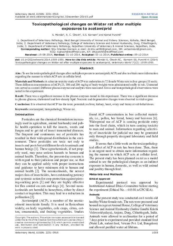 (PDF) Toxicopathological changes on Wistar rat after multiple exposures ...
