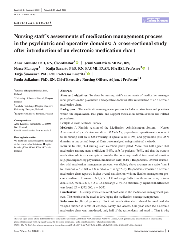 (PDF) Nursing staff's assessments of medication management process in ...