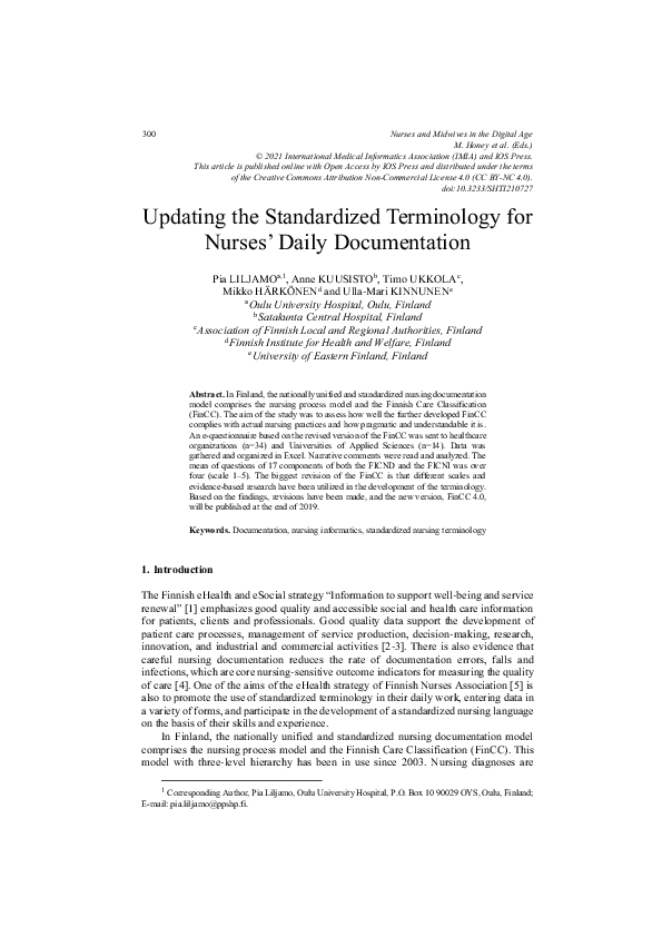 (PDF) Updating Nursing Documentation Terminology
