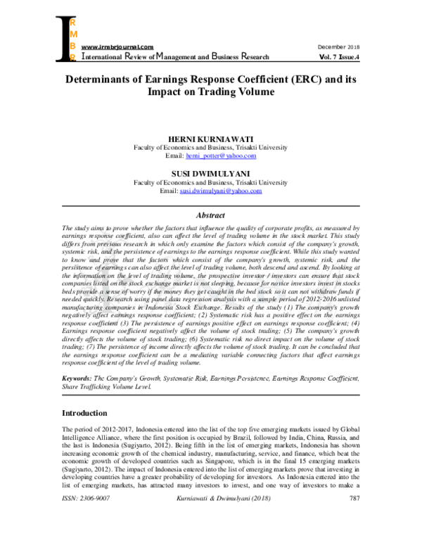 (PDF) Determinants of Earnings Response Coefficient (ERC) and its ...
