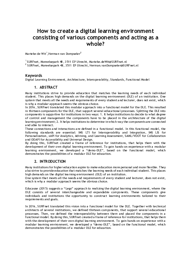 (PDF) How to create a digital learning environment consisting of ...