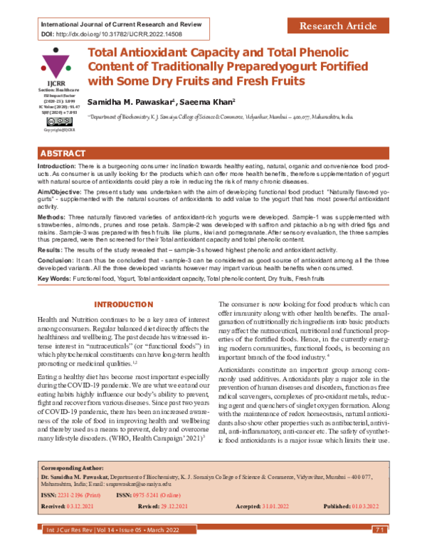 (PDF) Total Antioxidant Capacity and Total Phenolic Content of ...