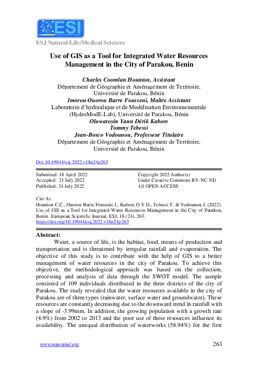 (PDF) Use of GIS as a Tool for Integrated Water Resources Management in ...