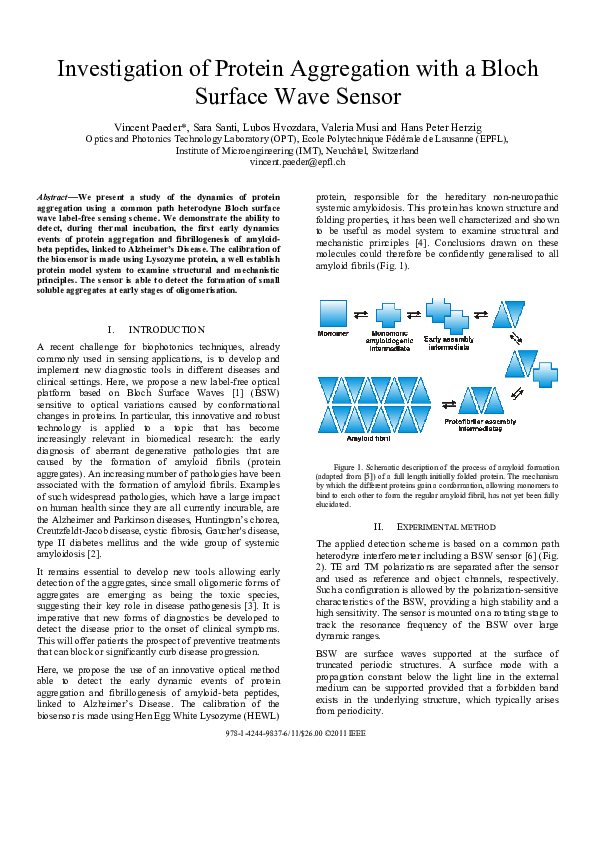(PDF) Protein Aggregation w urface Wave Sensor